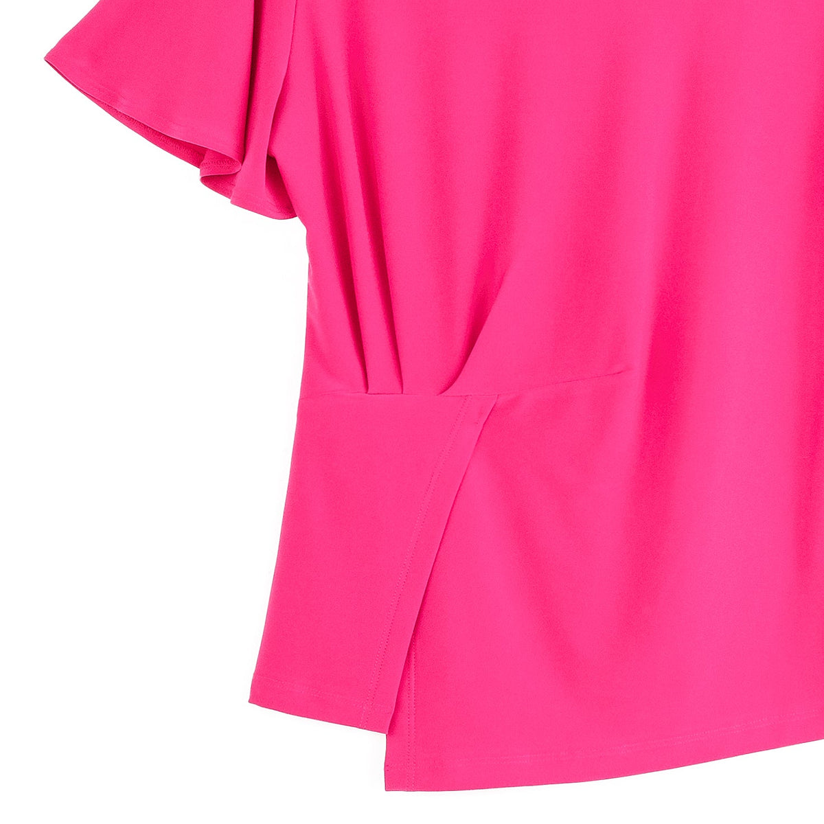 Flounce Sleeve Stitch Overlay Top - Hot Pink | Clara Sunwoo