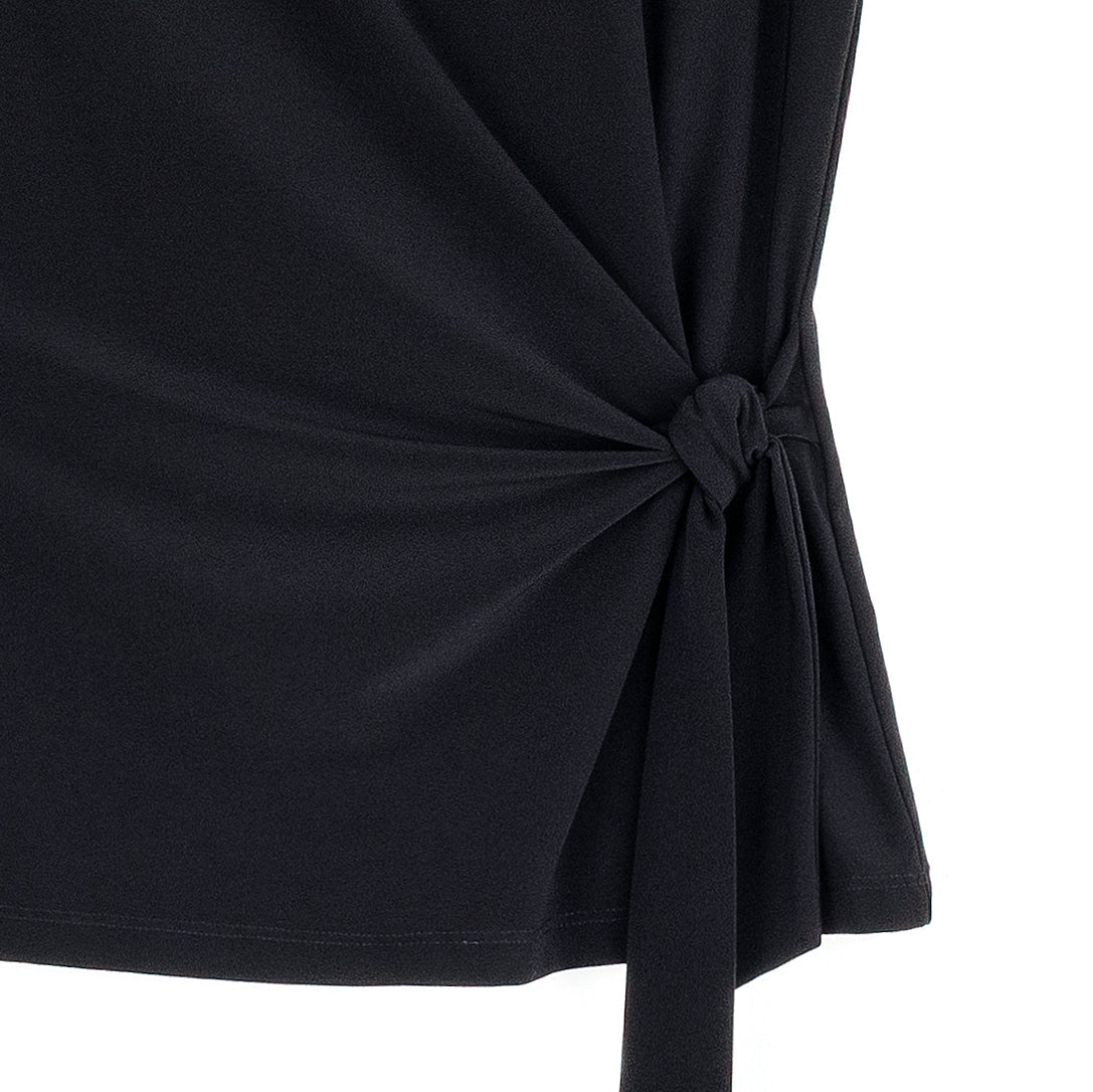 Slant Sleeve Side Tie Top - Black | Clara Sunwoo