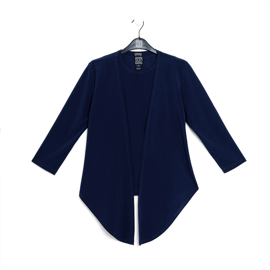 Modern Tie Front Cardigan - Navy | Clara Sunwoo