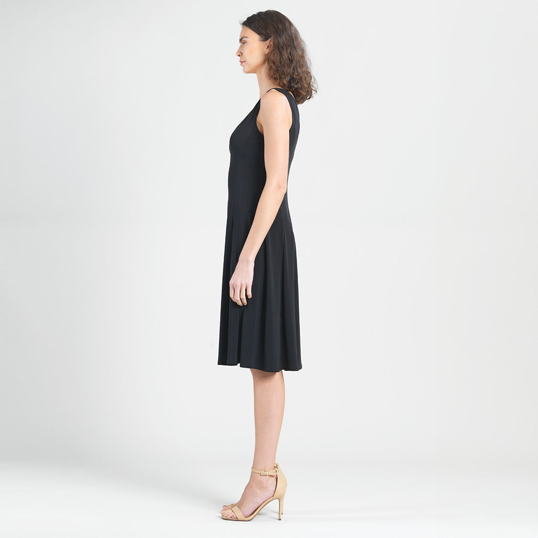 Sleeveless V-Neck Flared Dress - Black | Clara Sunwoo