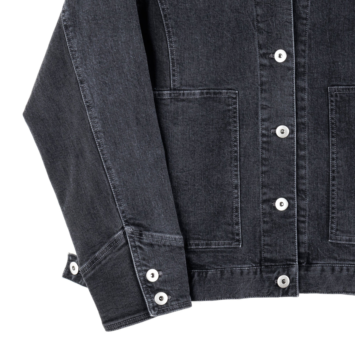 Denim Stretch - Button Closure Pocket Jacket - Black - Final Sale! | Clara Sunwoo