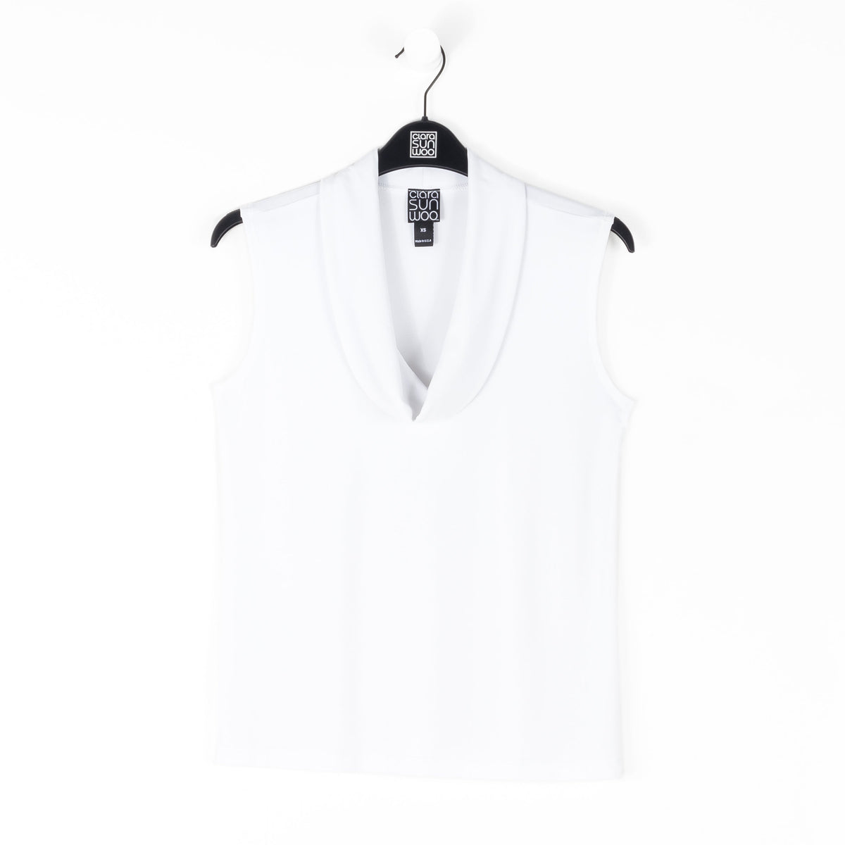 Sleeveless Draped Cowl Neck Top - White - Final Sale | Clara Sunwoo