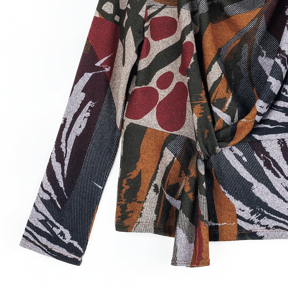 Cozy Knit - Long Sleeve Loop Front Sweater Top - Abstract Harvest - Final Sale | Clara Sunwoo