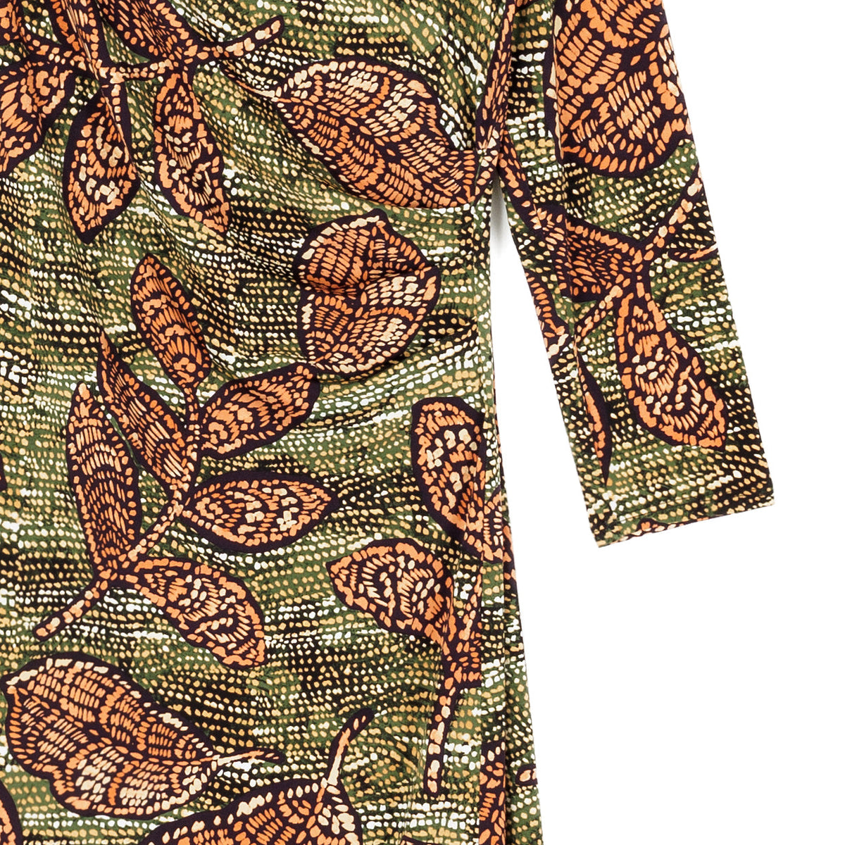 Side Slit 3/4 Sleeve Midi Dress - Mosaic Leaves - Final Sale | Clara Sunwoo