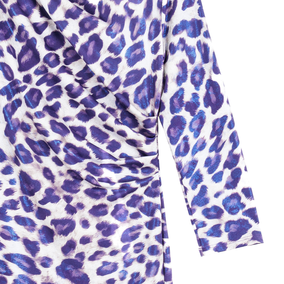 Foil Knit - Side Slit 3/4 Sleeve Midi Dress - Plum Cheetah - Final Sale! | Clara Sunwoo