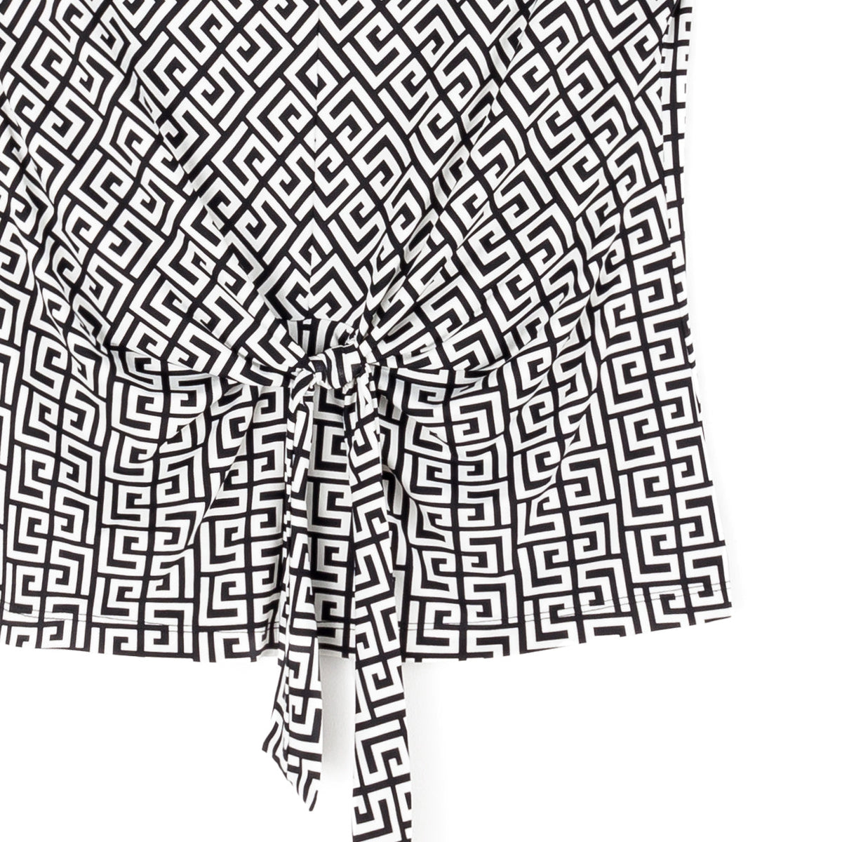 Butter Knit - Sleeveless Center Front Tie Top - Greek Key - Final Sale! | Clara Sunwoo