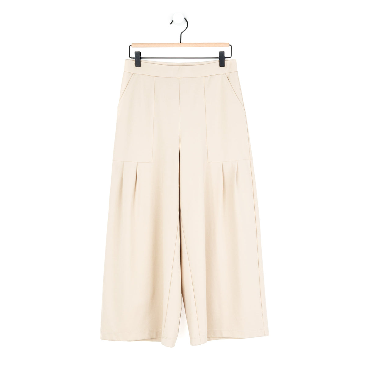 Rayon-Ponte Knit - Pleated Gaucho Pocket Pant - Khaki - Final Sale | Clara Sunwoo