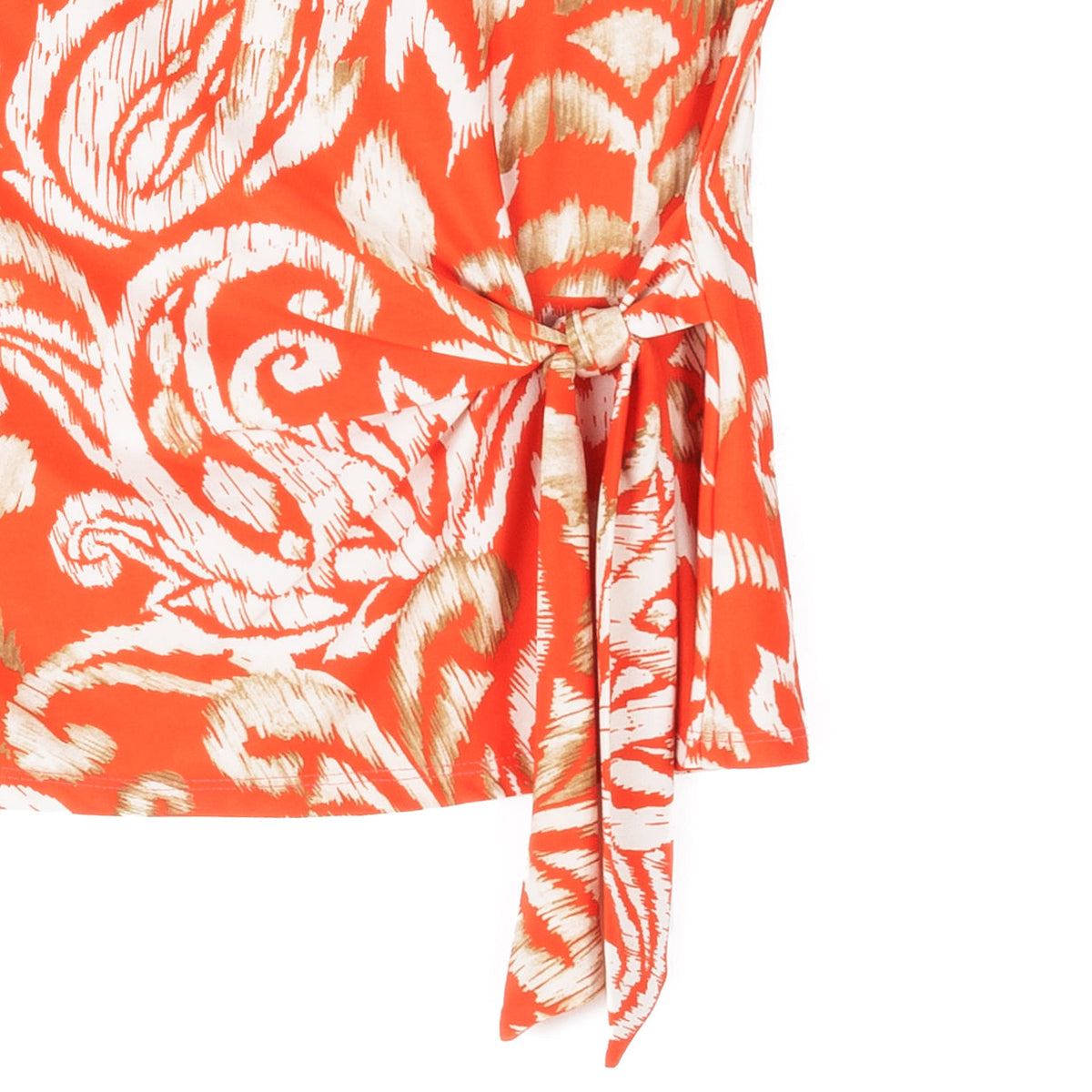 Butter Knit - Cap Sleeve Side Tie Top - Paisley Lotus Coral - Final Sale | Clara Sunwoo
