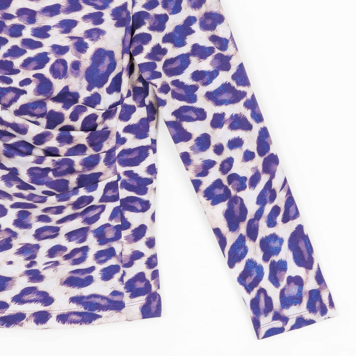 Foil Knit - Draped Neck Side Ruched Top - Plum Cheetah - Final Sale! | Clara Sunwoo