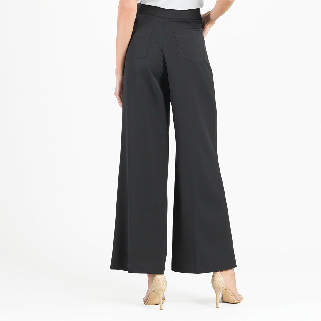 Woven Twill - Zip Closure Wide Leg Pocket Trouser - Black - Final Sale! | Clara Sunwoo