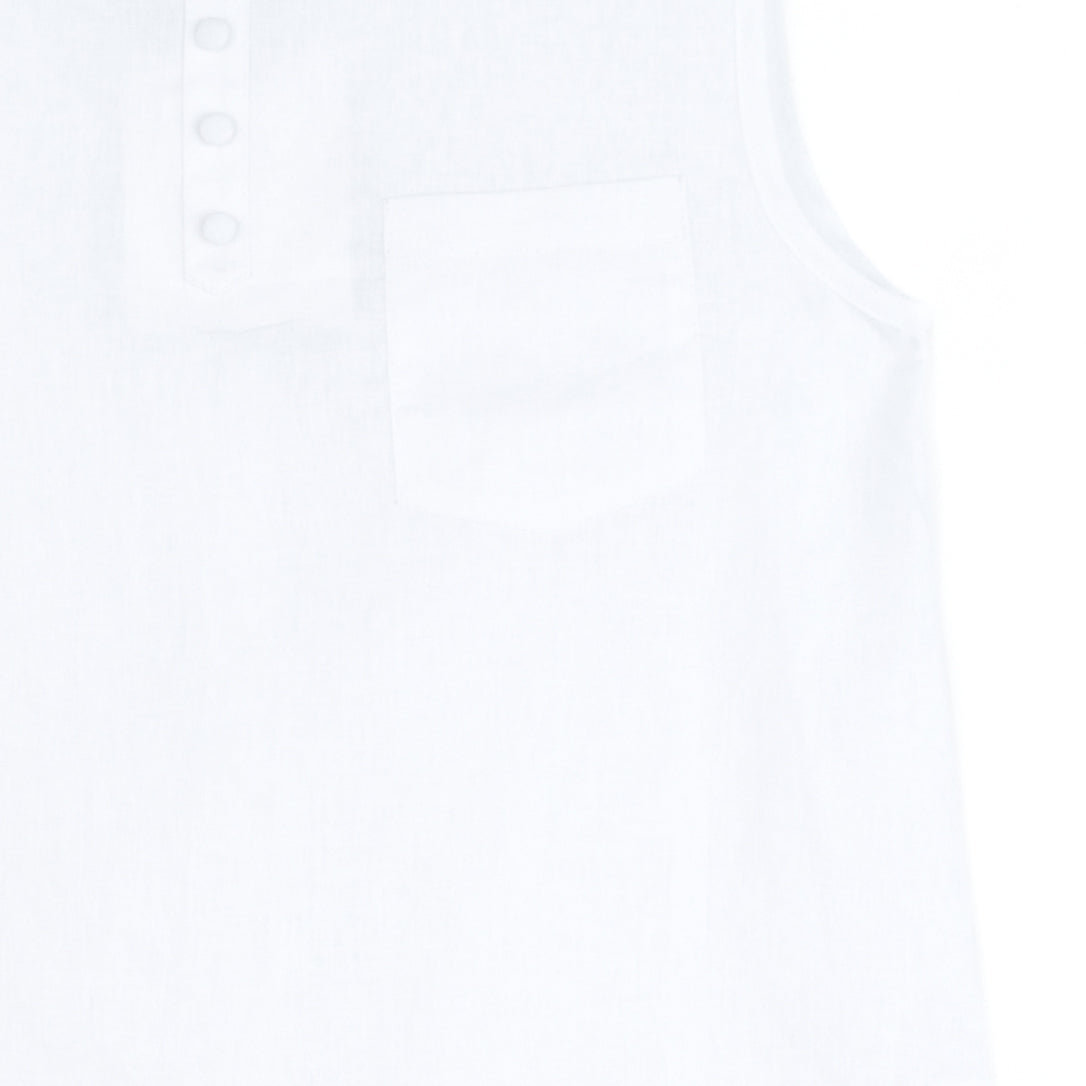 Soft Cotton - Back Pleat Henley Tank - White - Final Sale | Clara Sunwoo