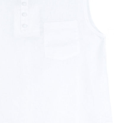 Soft Cotton - Back Pleat Henley Tank - White - Final Sale | Clara Sunwoo