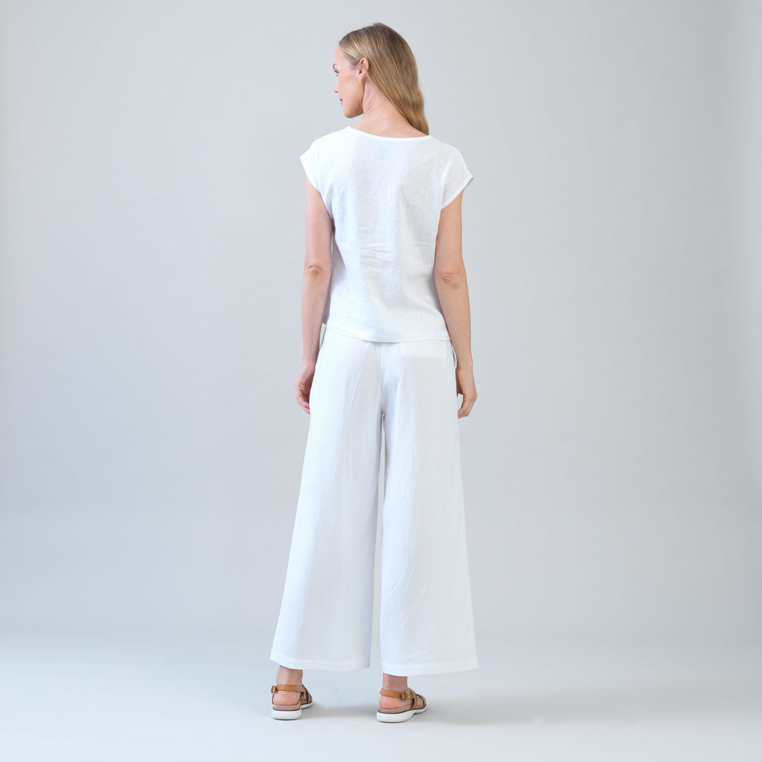 Soft Cotton - Cap Sleeve Stitch Overlay Top - White - Final Sale | Clara Sunwoo