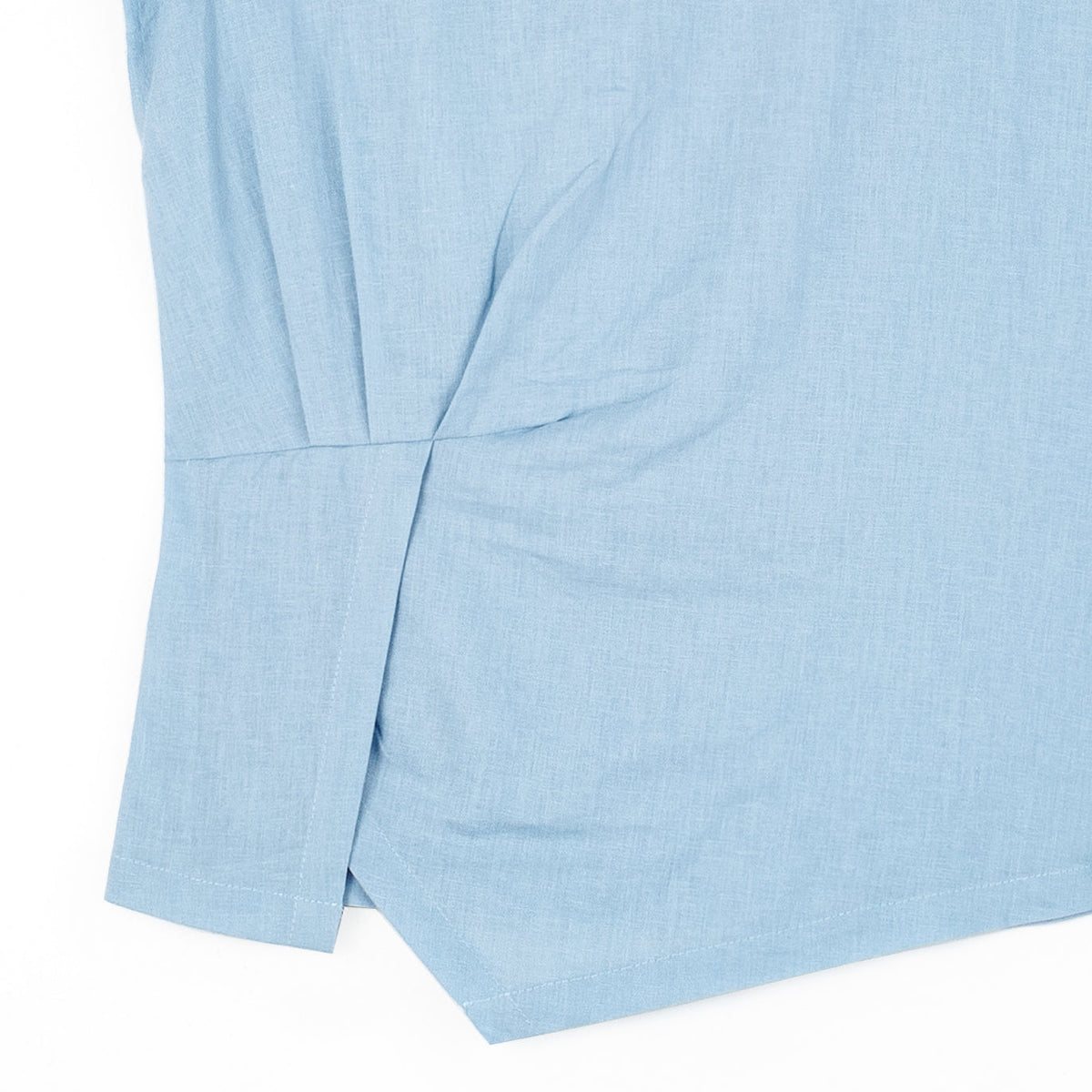 Soft Cotton - Cap Sleeve Stitch Overlay Top - Powder Blue | Clara Sunwoo