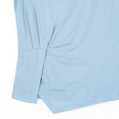 Soft Cotton - Cap Sleeve Stitch Overlay Top - Powder Blue | Clara Sunwoo
