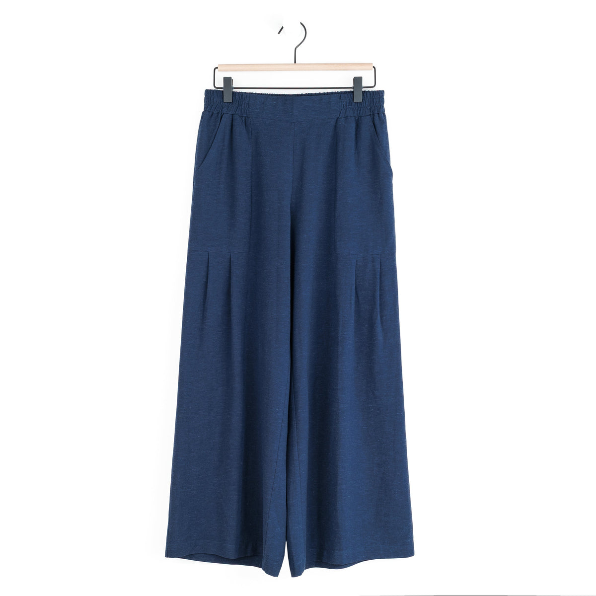 Soft Cotton - Pleated Wide Leg Ankle Pant - Navy - Final Sale | Clara Sunwoo