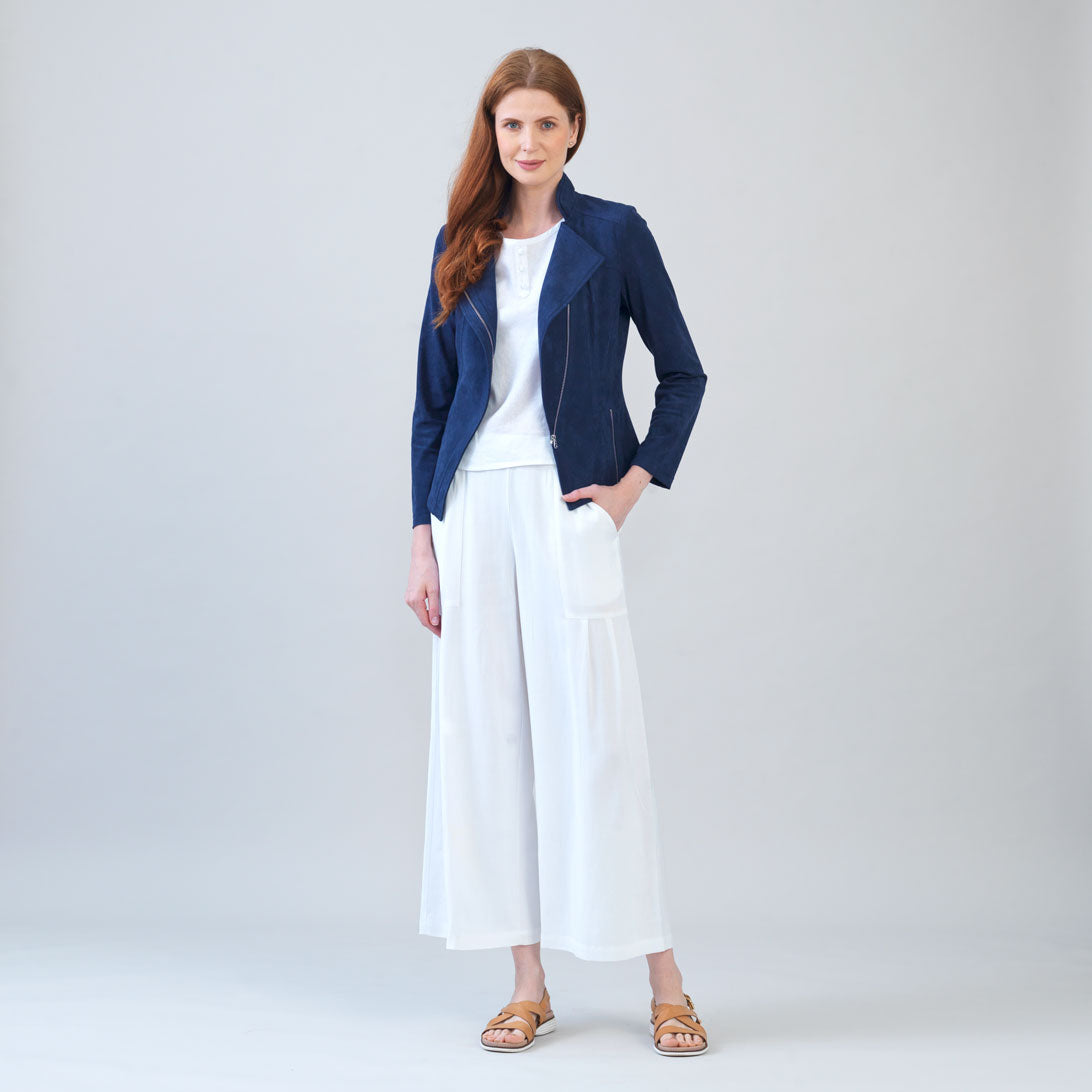 Soft Cotton - Pleated Wide Leg Ankle Pant - White - Final Sale | Clara Sunwoo
