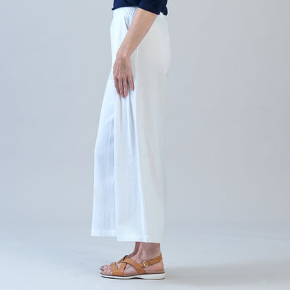 Soft Cotton - Pleated Wide Leg Ankle Pant - White - Final Sale | Clara Sunwoo