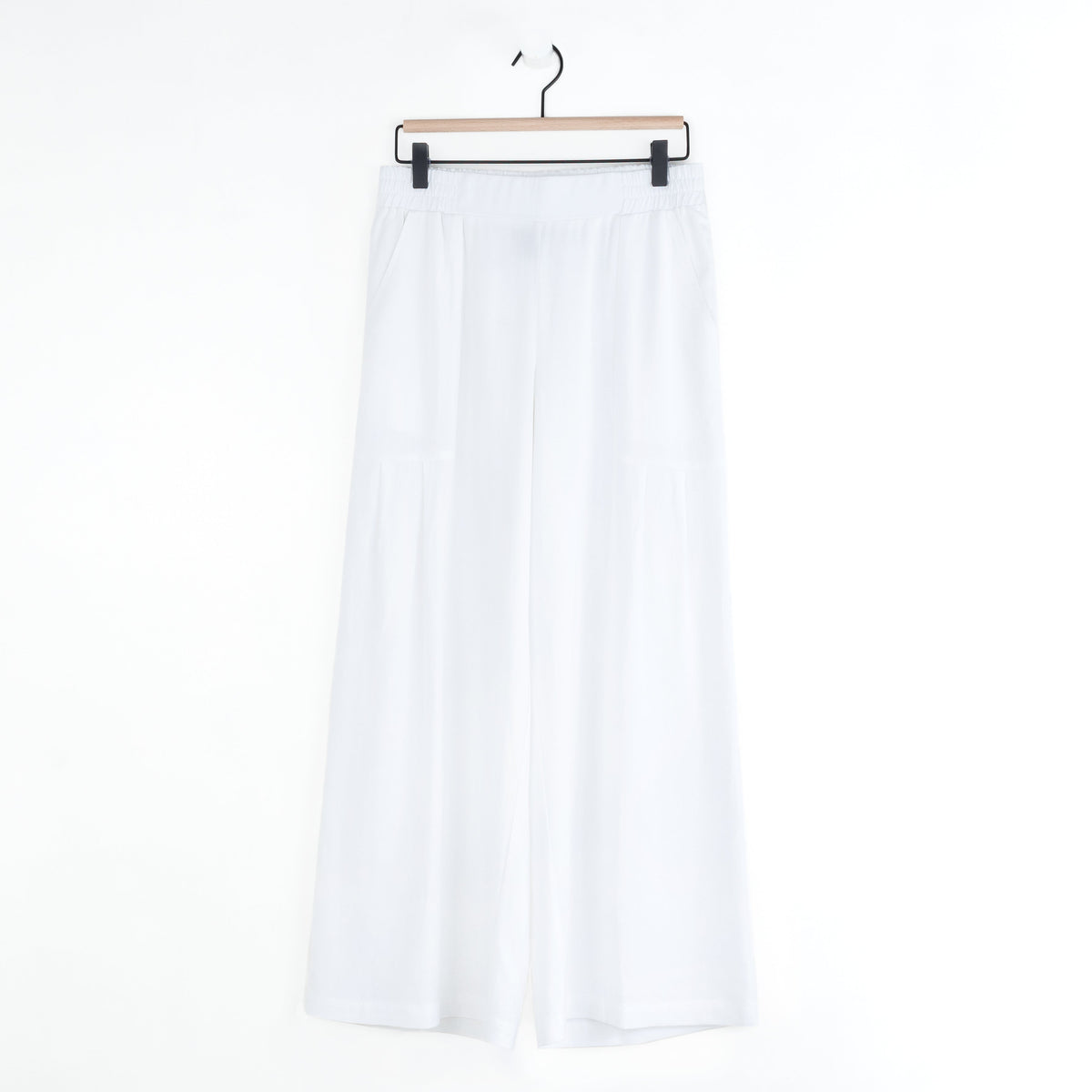 Soft Cotton - Pleated Wide Leg Ankle Pant - White - Final Sale | Clara Sunwoo