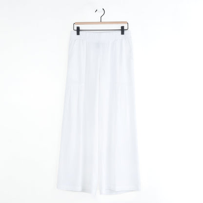 Soft Cotton - Pleated Wide Leg Ankle Pant - White - Final Sale | Clara Sunwoo
