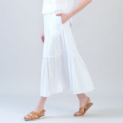 Soft Cotton - Double Tiered Maxi Skirt - White - Final Sale | Clara Sunwoo