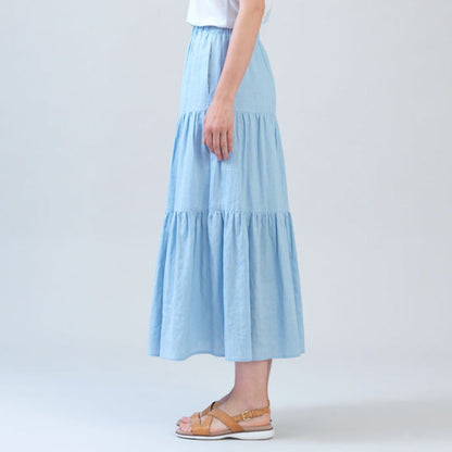 Soft Cotton - Double Tiered Maxi Skirt - Powder Blue - Final Sale | Clara Sunwoo