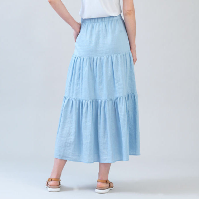 Soft Cotton - Double Tiered Maxi Skirt - Powder Blue - Final Sale | Clara Sunwoo