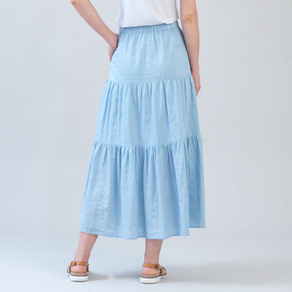 Soft Cotton - Double Tiered Maxi Skirt - Powder Blue - Final Sale | Clara Sunwoo