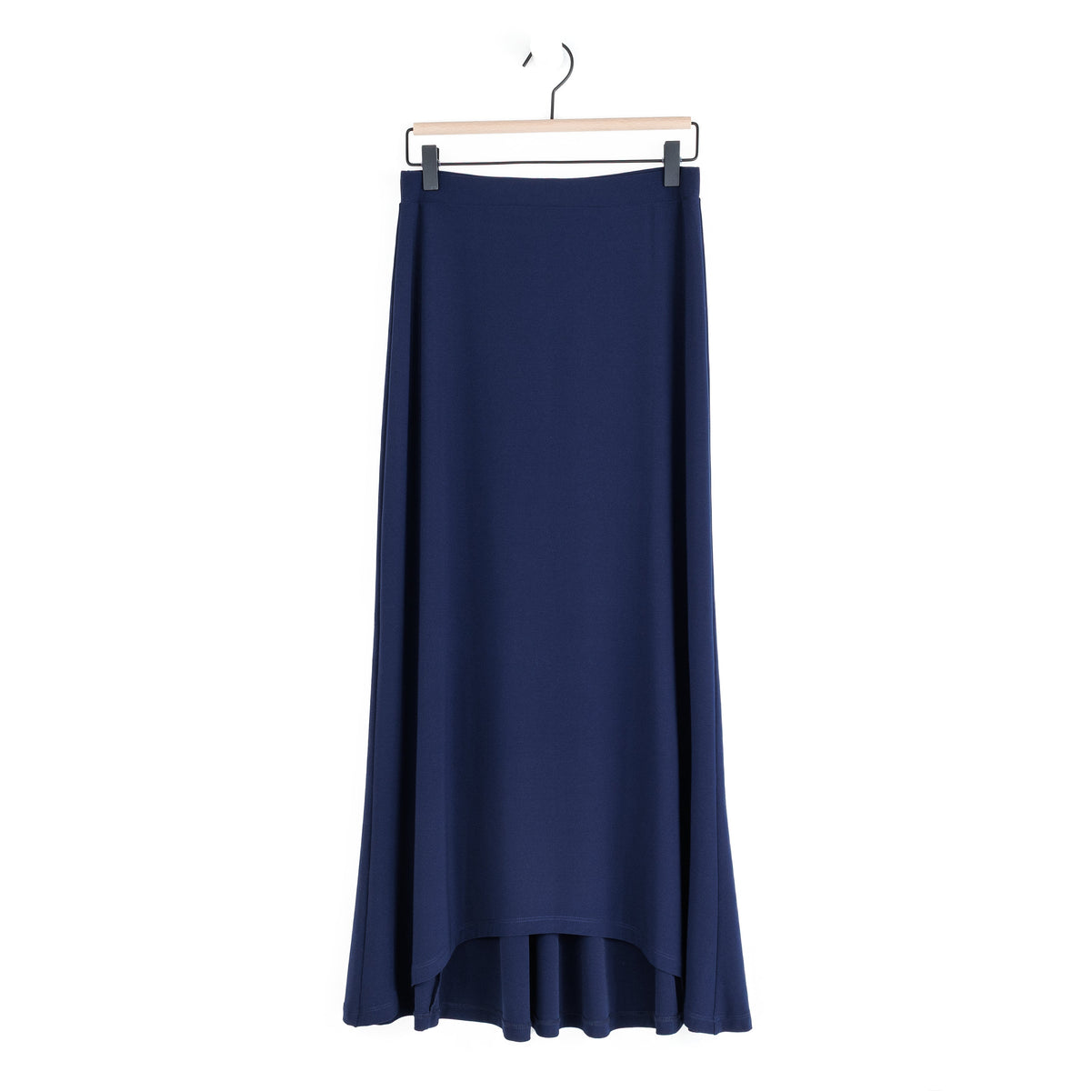 Cascade Drape Hi-Low Maxi Skirt - Navy | Clara Sunwoo