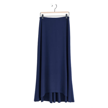 Cascade Drape Hi-Low Maxi Skirt - Navy | Clara Sunwoo