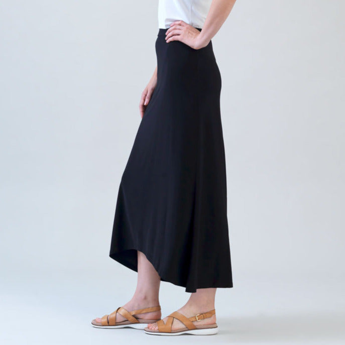 Cascade Drape Hi-Low Maxi Skirt - Black | Clara Sunwoo