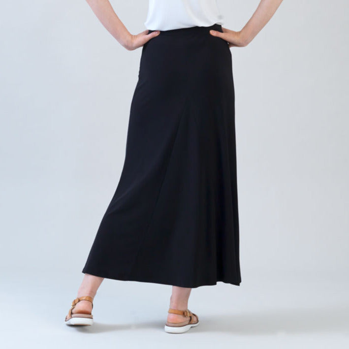 Cascade Drape Hi-Low Maxi Skirt - Black | Clara Sunwoo