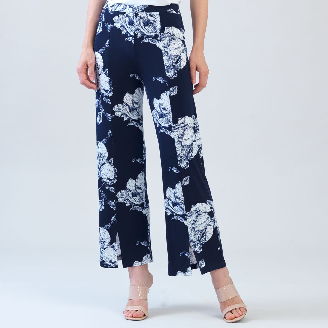 Relaxed Kick Front Slit Ankle Pant - Peony Blossom | Clara Sunwoo