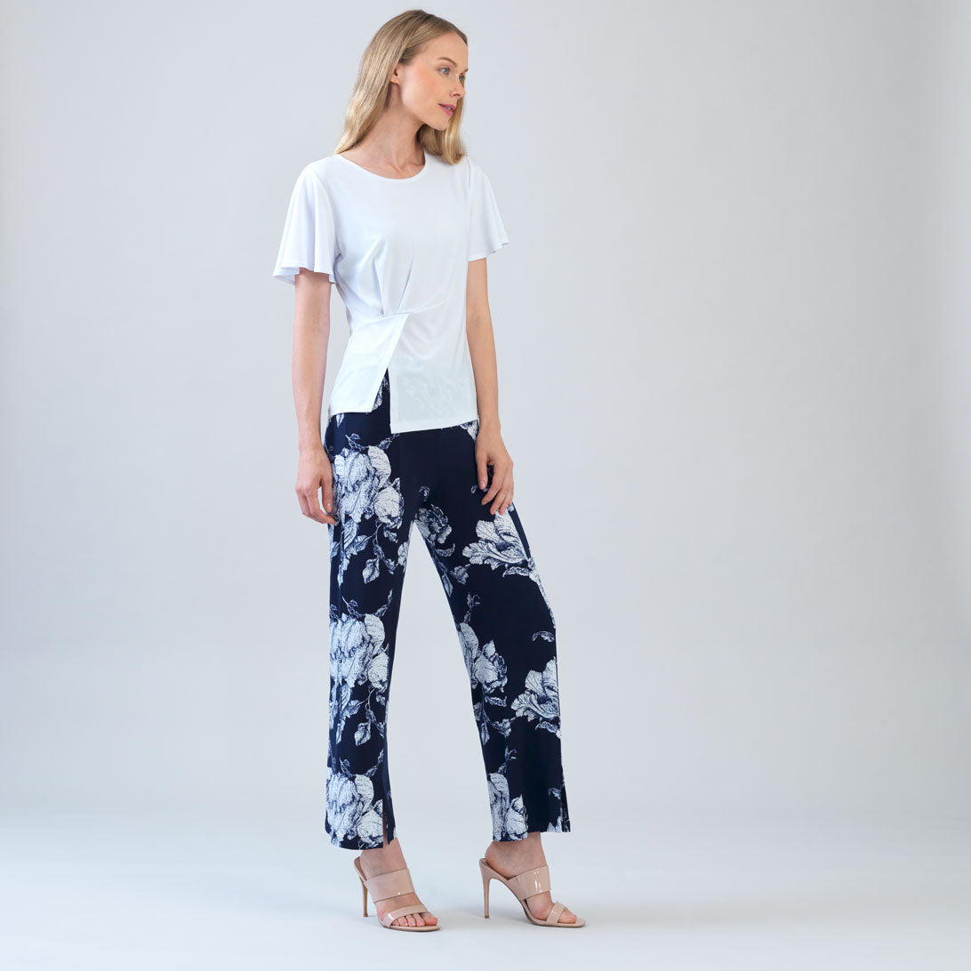 Relaxed Kick Front Slit Ankle Pant - Peony Blossom | Clara Sunwoo