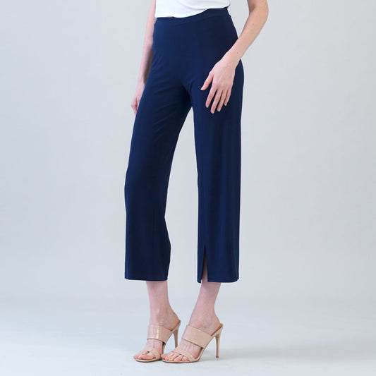 Relaxed Kick Front Slit Ankle Pant - Navy | Clara Sunwoo