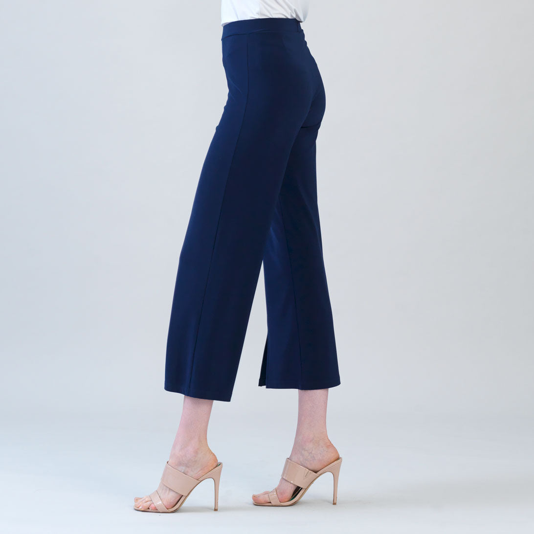 Relaxed Kick Front Slit Ankle Pant - Navy | Clara Sunwoo