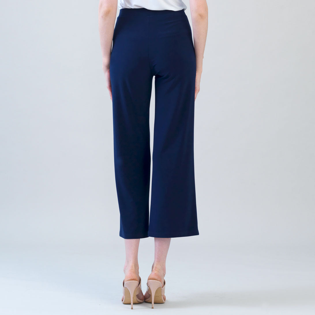 Relaxed Kick Front Slit Ankle Pant - Navy | Clara Sunwoo