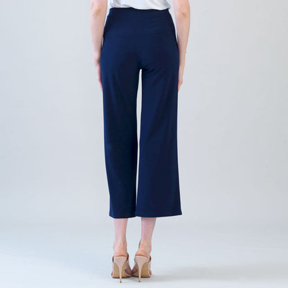 Relaxed Kick Front Slit Ankle Pant - Navy | Clara Sunwoo