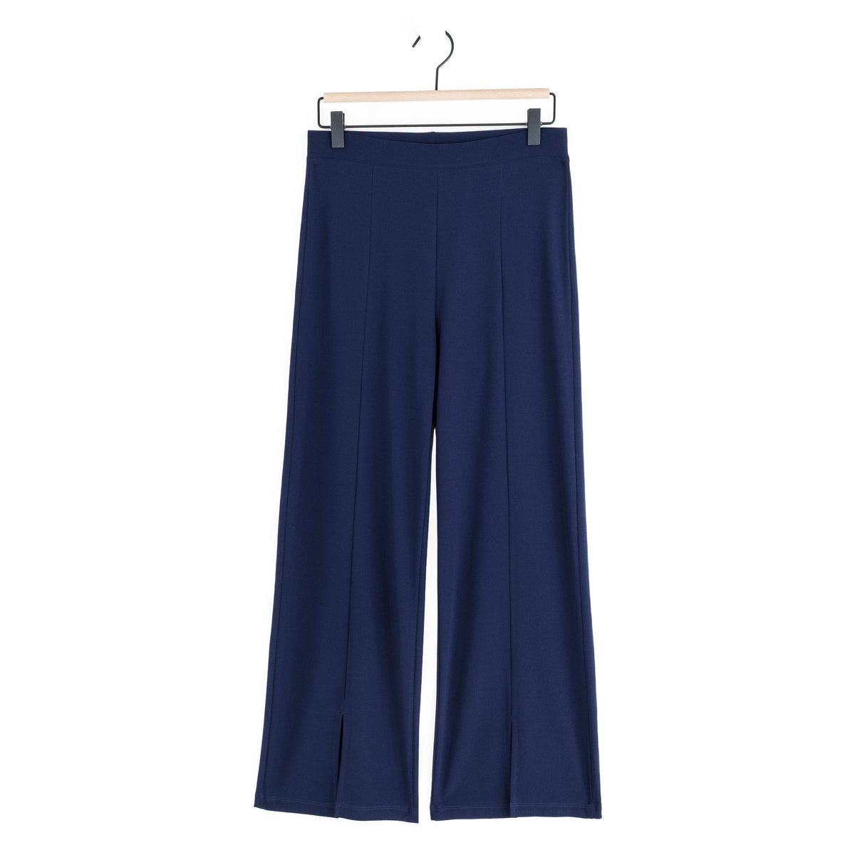 Relaxed Kick Front Slit Ankle Pant - Navy | Clara Sunwoo