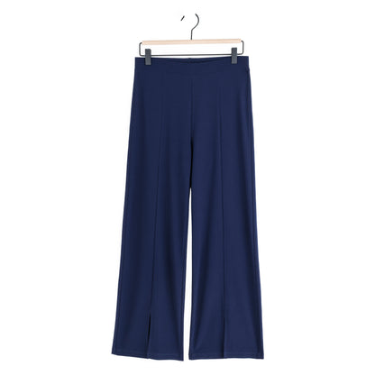 Relaxed Kick Front Slit Ankle Pant - Navy | Clara Sunwoo