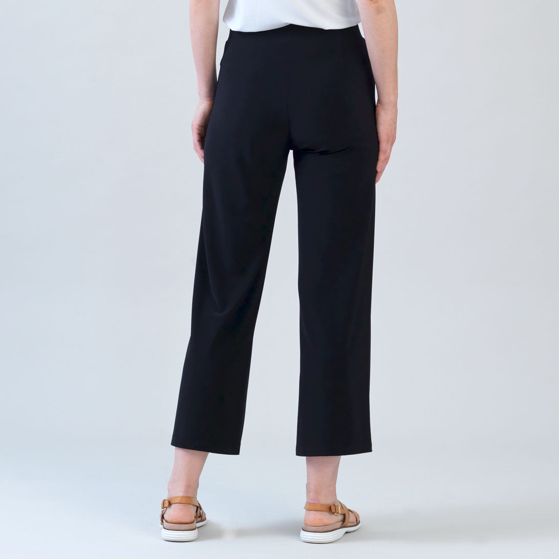 Relaxed Kick Front Slit Ankle Pant - Black | Clara Sunwoo