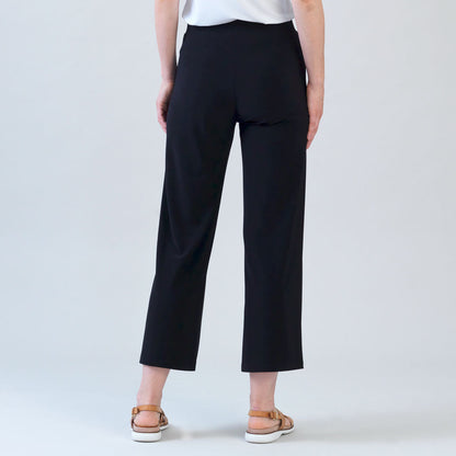 Relaxed Kick Front Slit Ankle Pant - Black | Clara Sunwoo