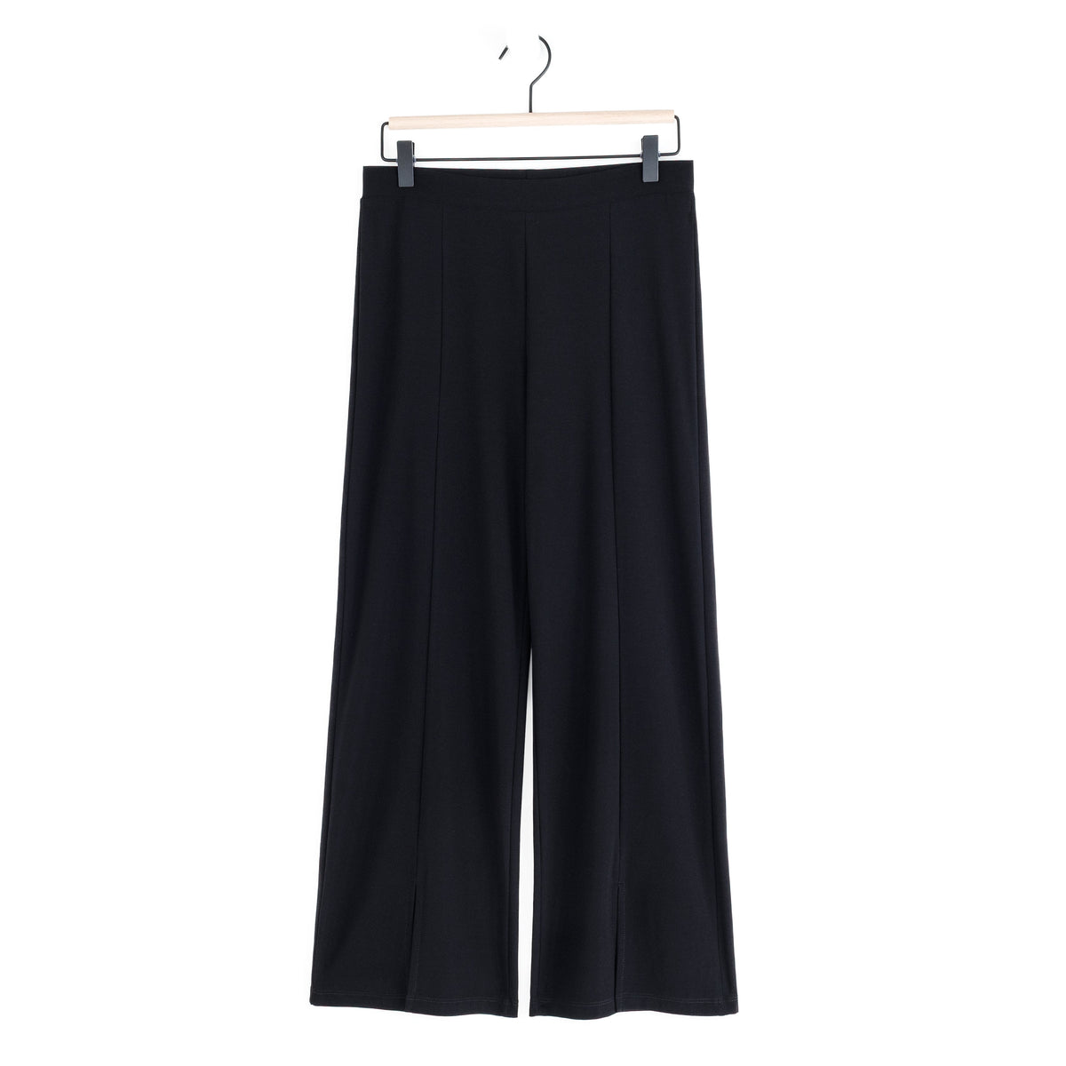 Relaxed Kick Front Slit Ankle Pant - Black | Clara Sunwoo