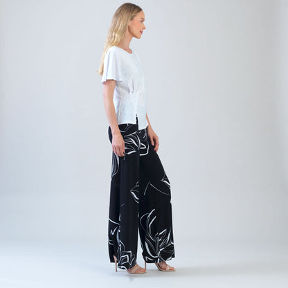Flounce Sleeve Stitch Overlay Top - White | Clara Sunwoo