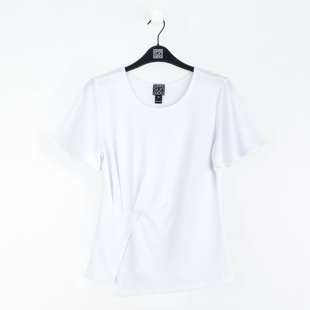 Flounce Sleeve Stitch Overlay Top - White | Clara Sunwoo