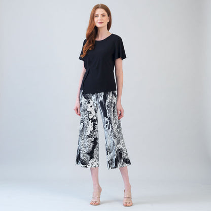 Flounce Sleeve Stitch Overlay Top - Black | Clara Sunwoo