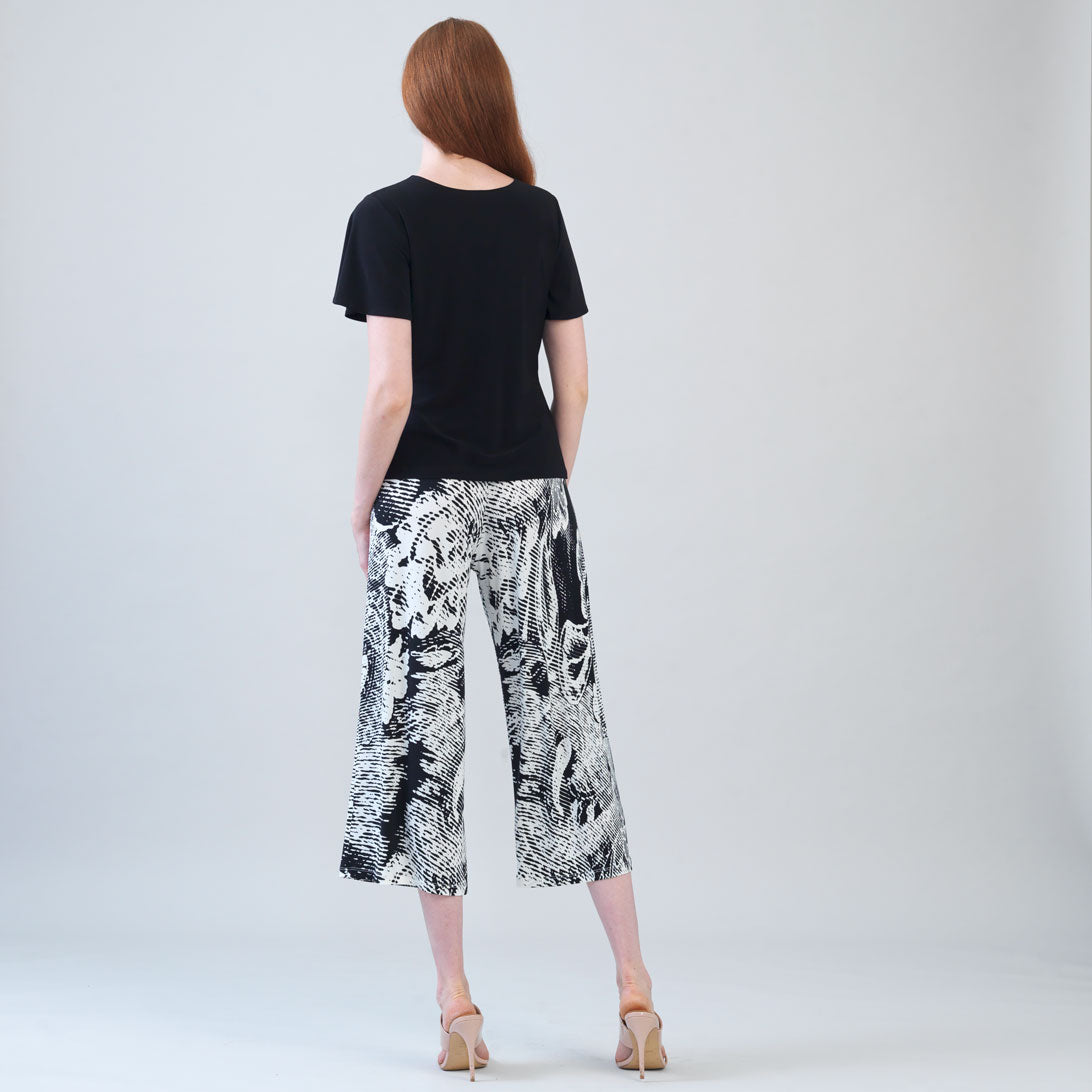 Flounce Sleeve Stitch Overlay Top - Black | Clara Sunwoo