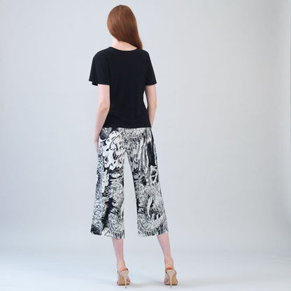 Flounce Sleeve Stitch Overlay Top - Black | Clara Sunwoo
