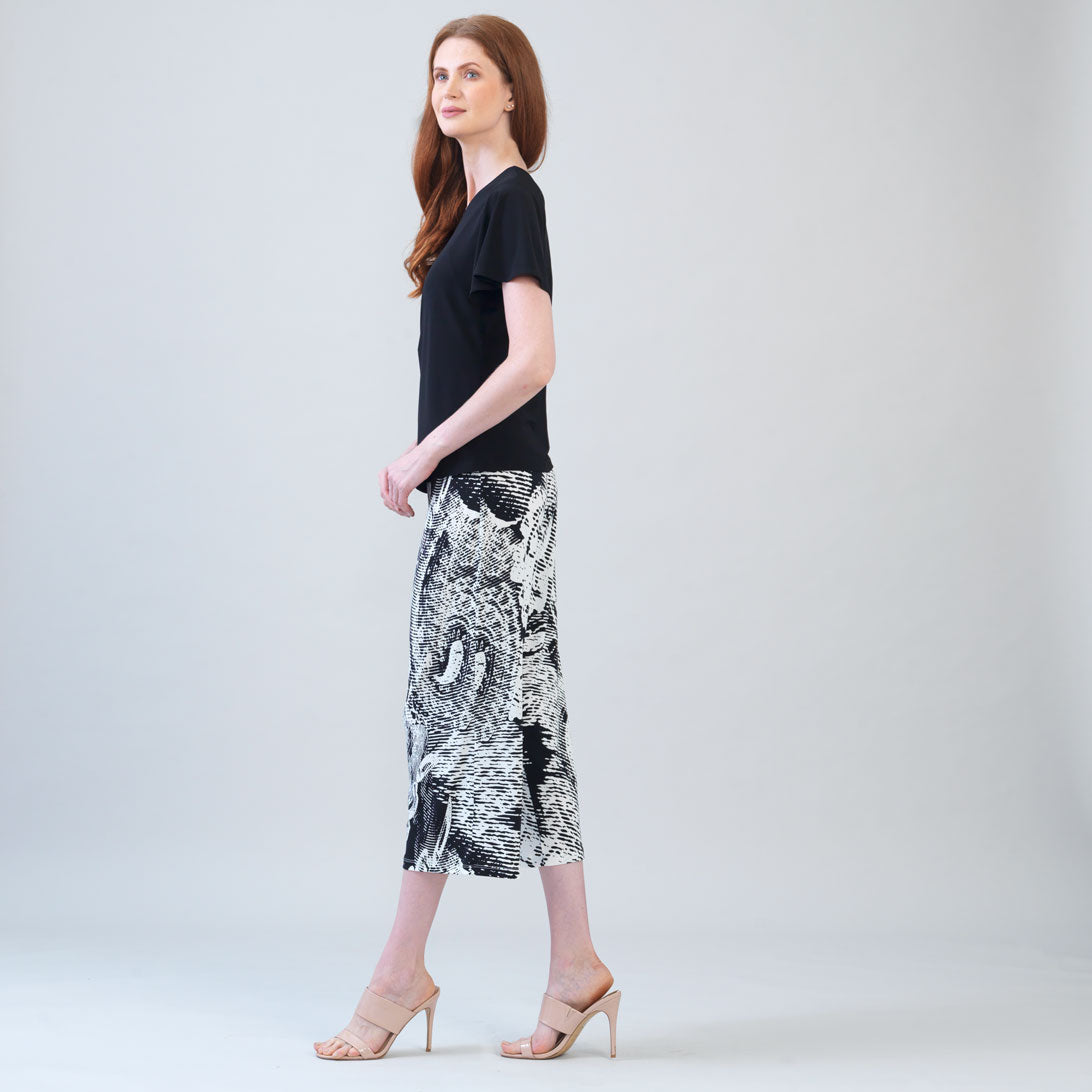 Flounce Sleeve Stitch Overlay Top - Black | Clara Sunwoo