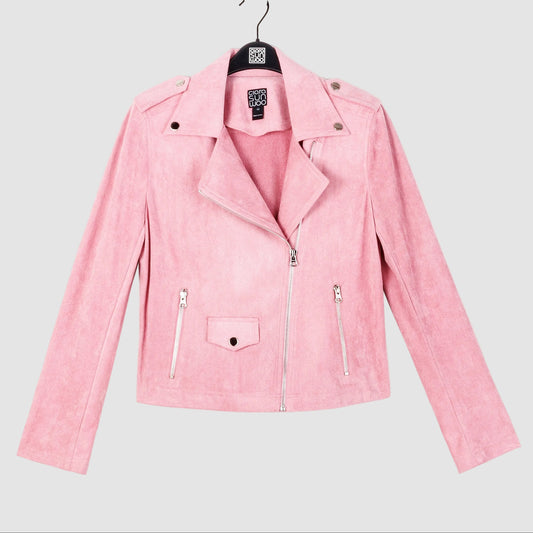 Soft Suede - Architectural Moto Jacket - Mauve | Clara Sunwoo